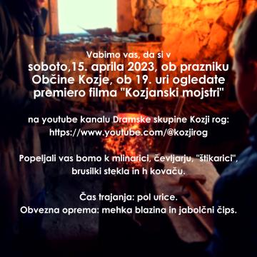 Vabilo za film Kozjanski mojstri